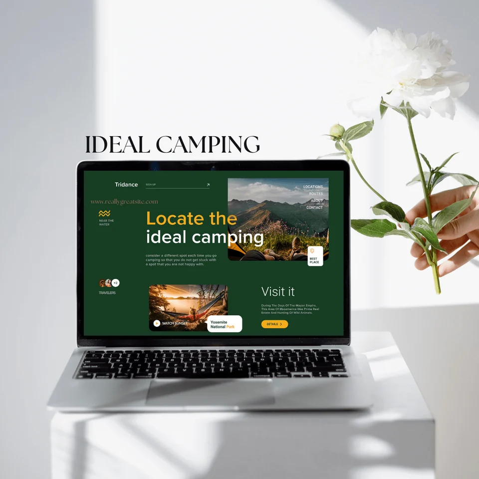 Green camping destination landing page